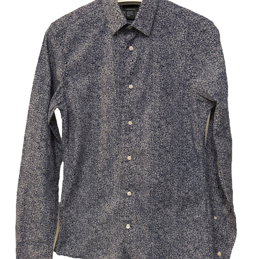 H&M Navy Floral Button Down Shirt